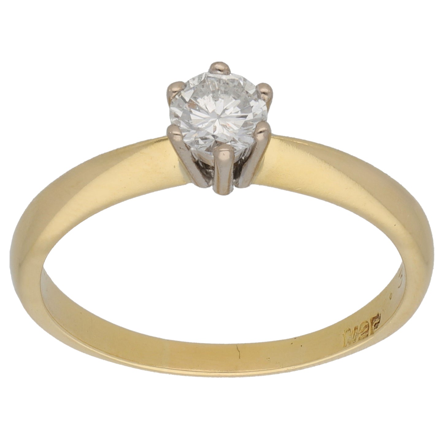 18ct Gold 0.37ct Diamond Solitaire Ring Size O