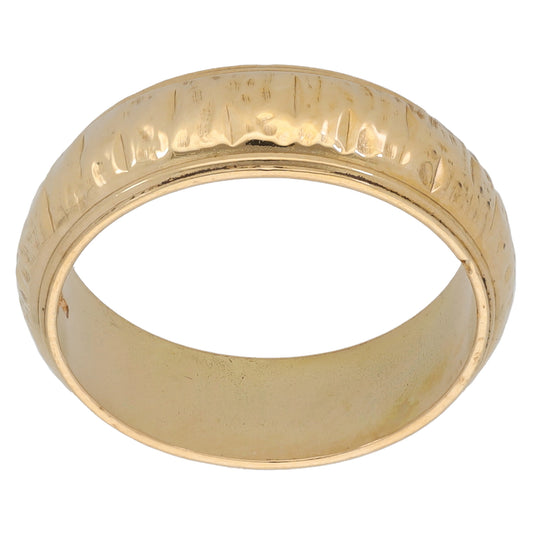 9ct Gold Patterned Wedding Ring Size N