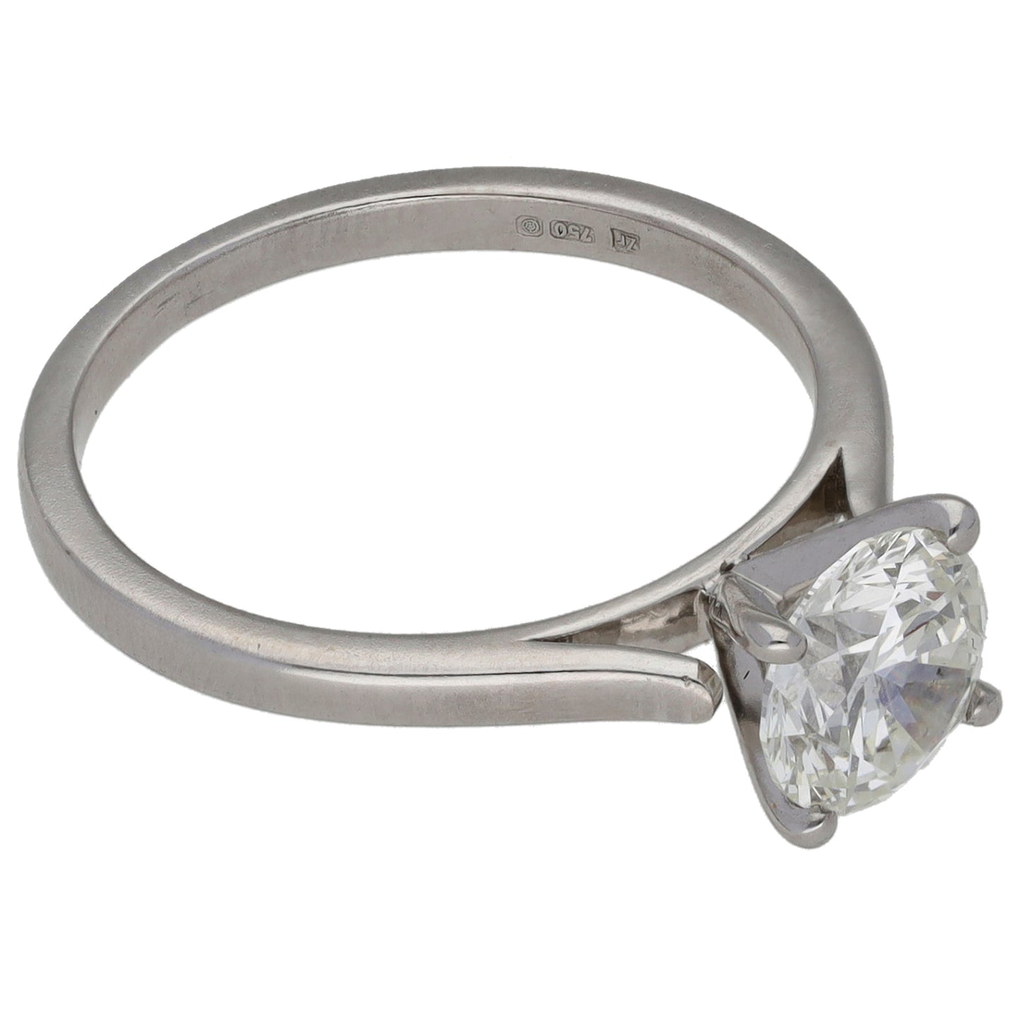 18ct White Gold 1.15ct Diamond Solitaire Ring Size M