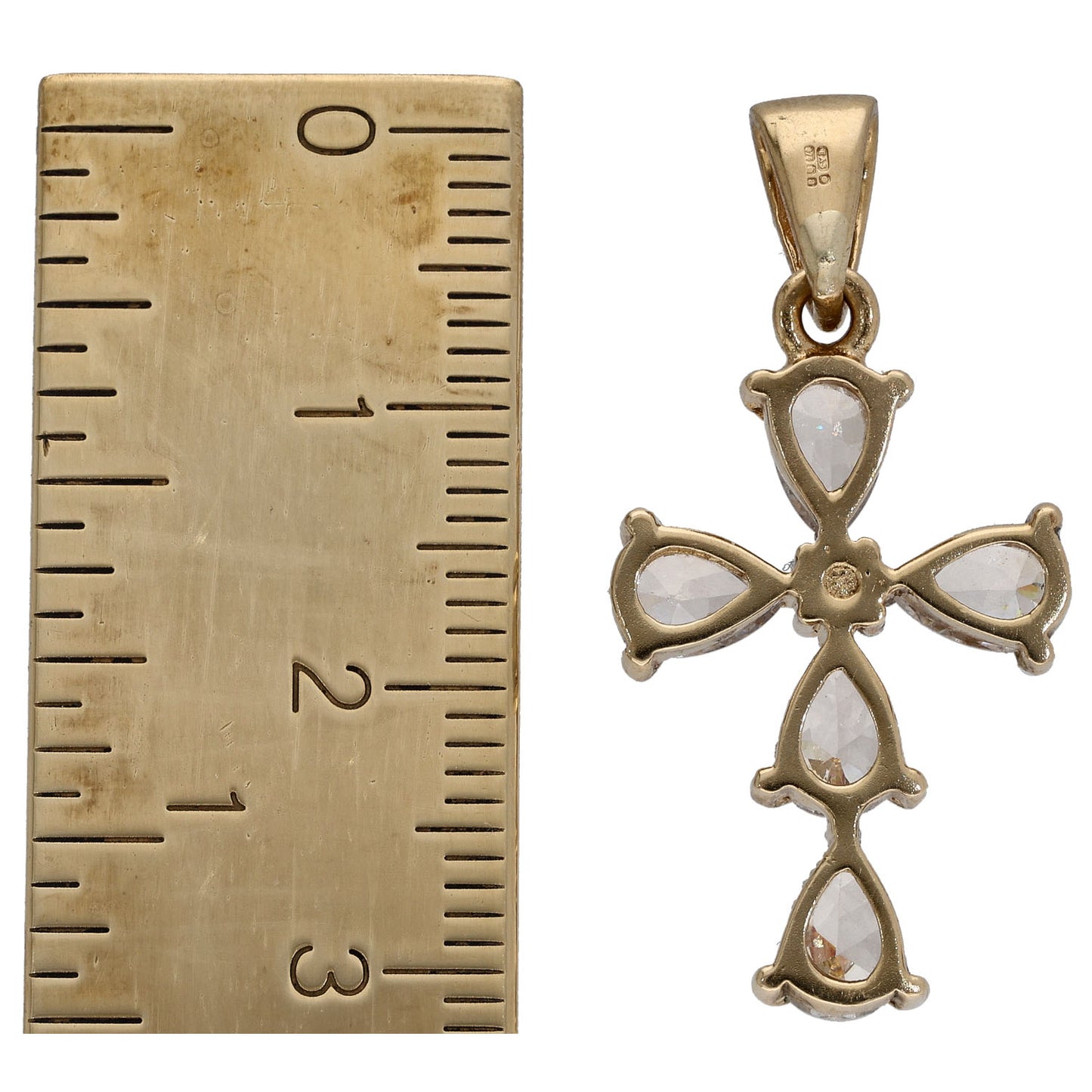 9ct Gold Cubic Zirconia Cross Pendant