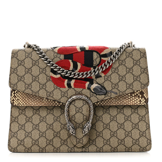 Gucci Dionysus GG Supreme King Snake Coated Canvas Bag - Beige & Brown