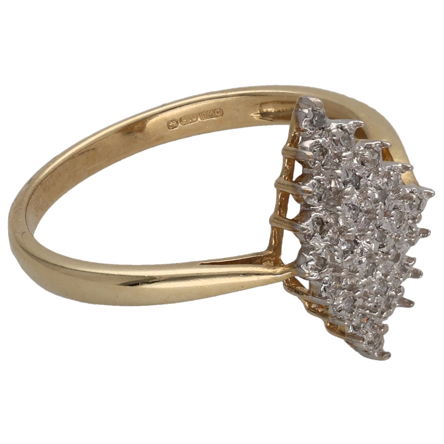 9ct Gold 0.125ct Diamond Cluster Ring Size N