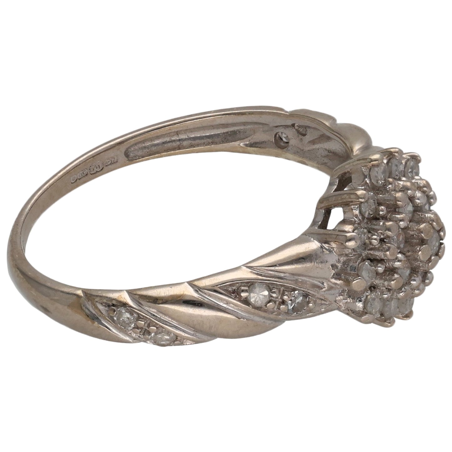 9ct White Gold 0.25ct Diamond Cluster Ring Size L