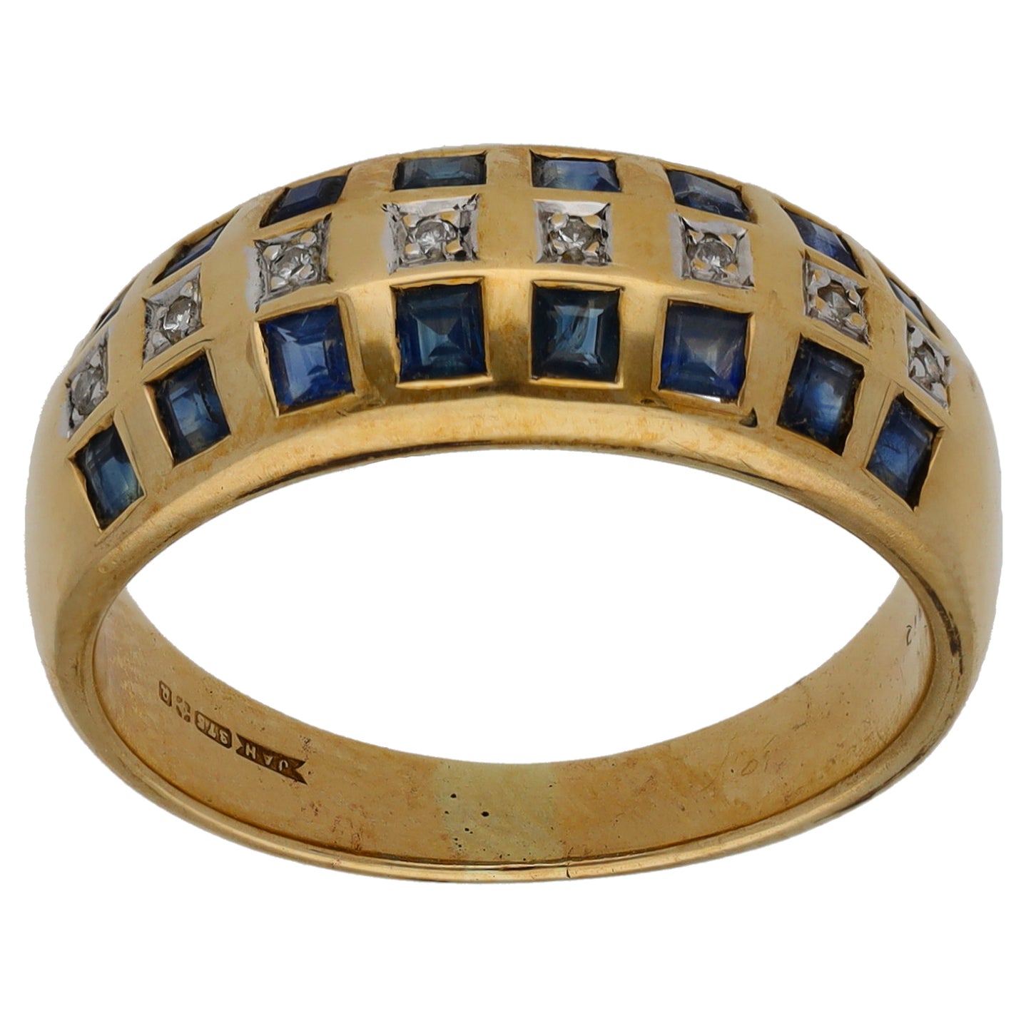 9ct Gold 0.04ct Diamond & Sapphire Dress/Cocktail Ring Size O