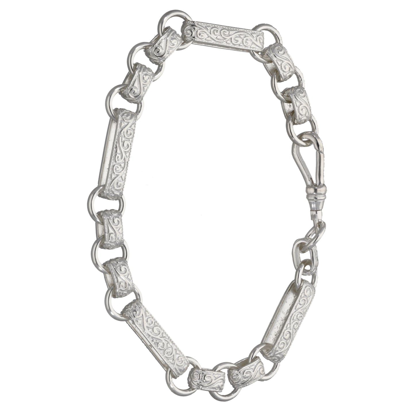 New Sterling Silver Patterned Belcher Bracelet