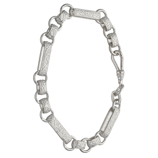 New Sterling Silver Patterned Belcher Bracelet