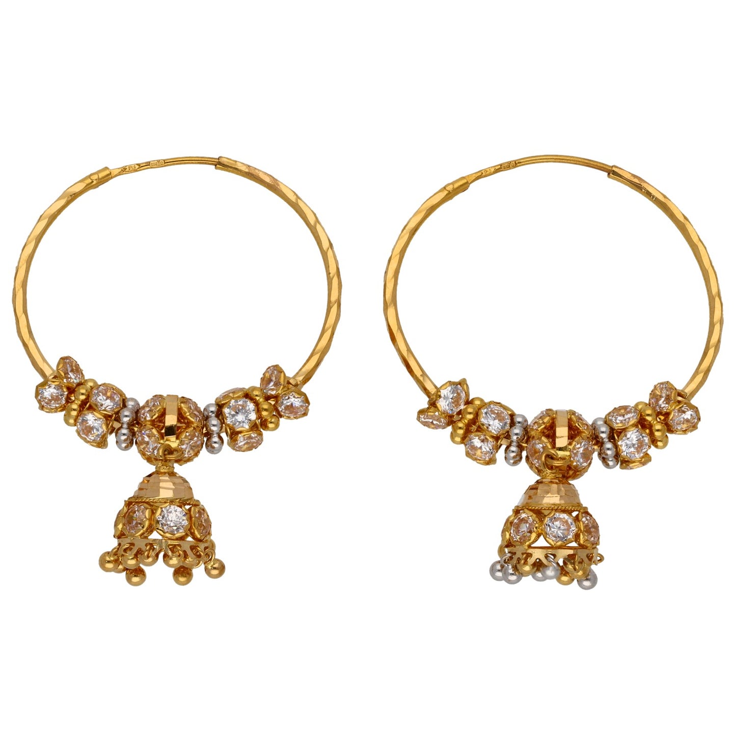 22ct Gold Cubic Zirconia Hoop Earrings