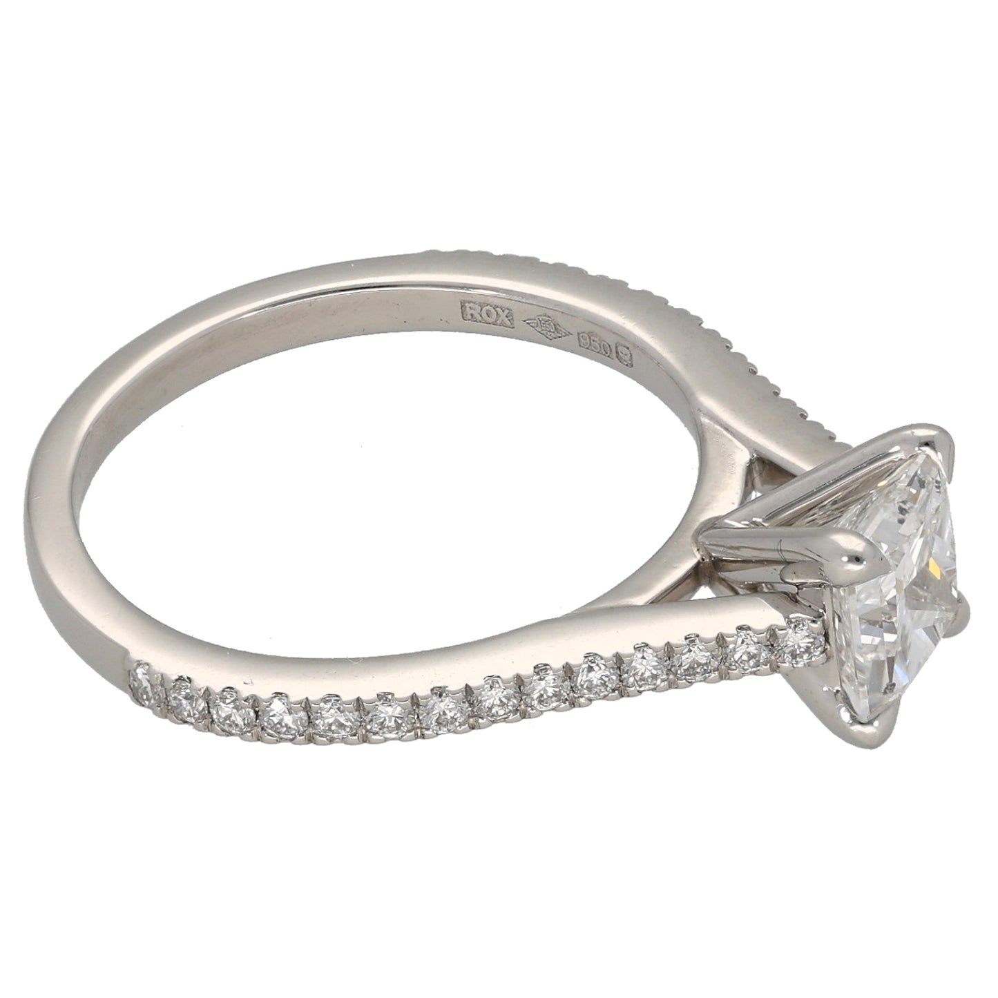 Platinum 1.29ct Diamond Solitaire Ring With Accent Stones Size L