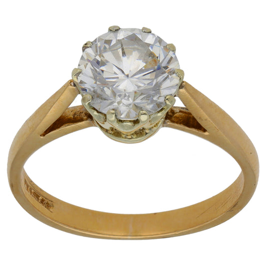 9ct Gold Cubic Zirconia Single Stone Ring Size P