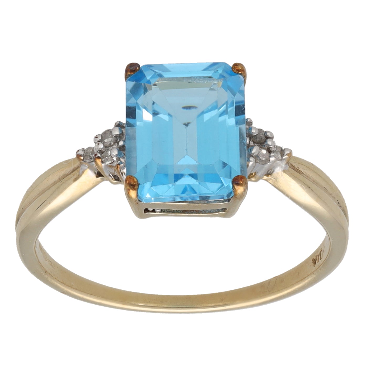 9ct Gold Topaz & 0.03ct Diamond Dress/Cocktail Ring Size O