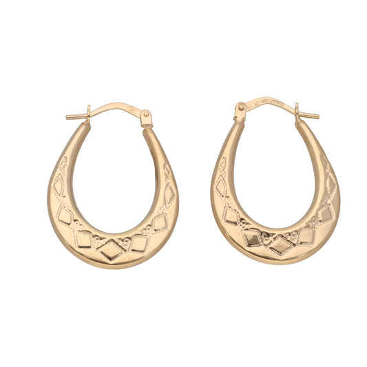 New 9ct Gold Oval Hoop Earrings
