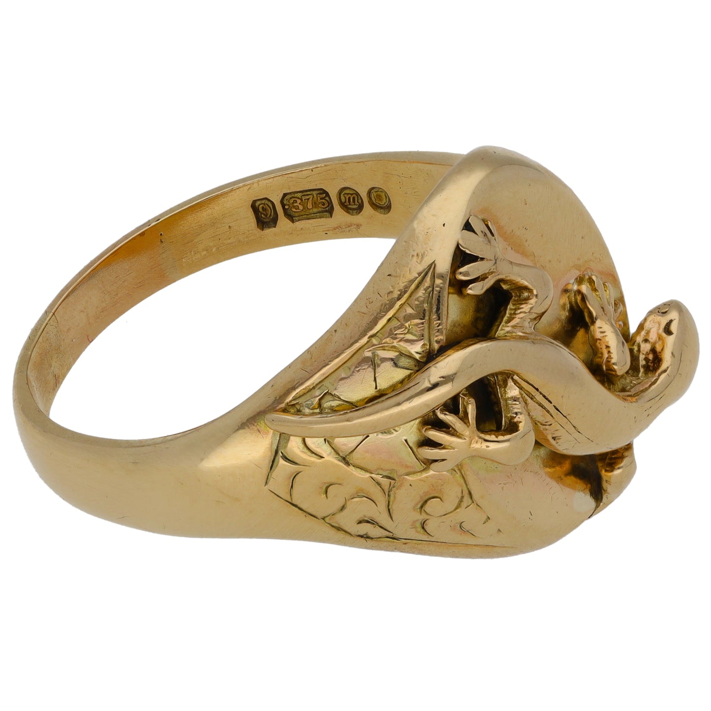 9ct Gold Lizard Signet Ring Size Z+1