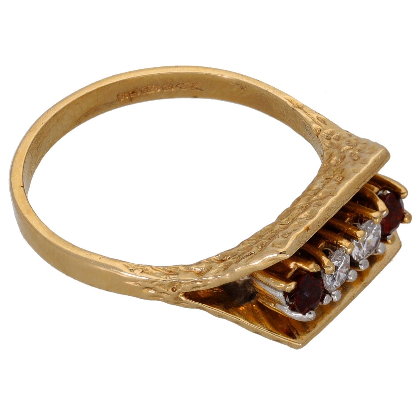 9ct Gold Garnet & Cubic Zirconia Dress/Cocktail Ring Size P