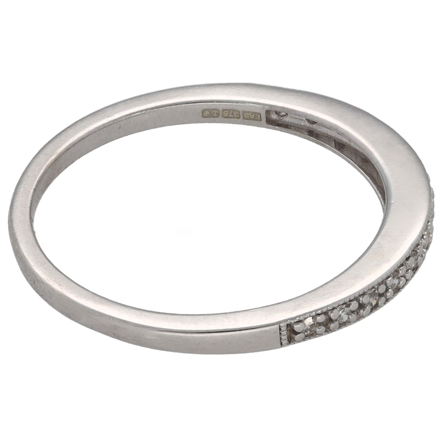 9ct White Gold 0.07ct Diamond Half Eternity Ring Size P