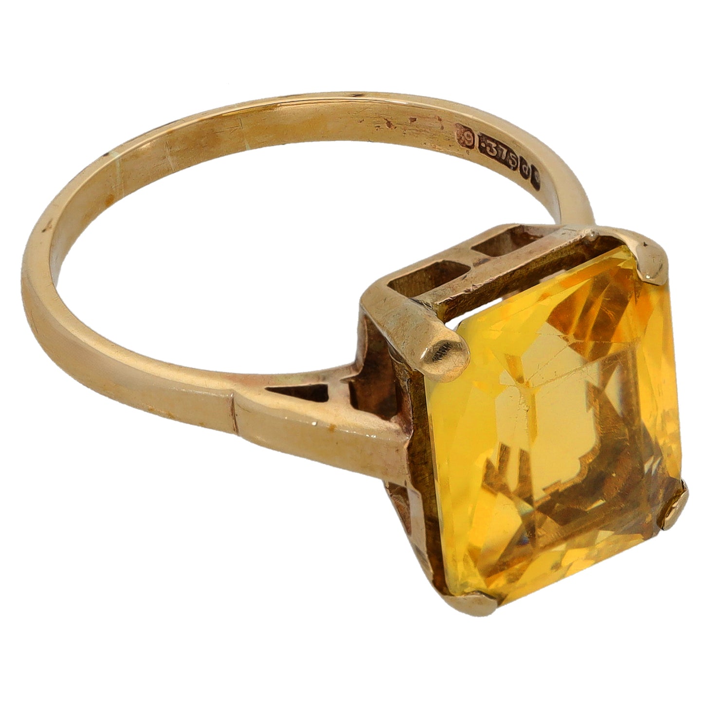 9ct Gold Citrine Single Stone Ring Size P