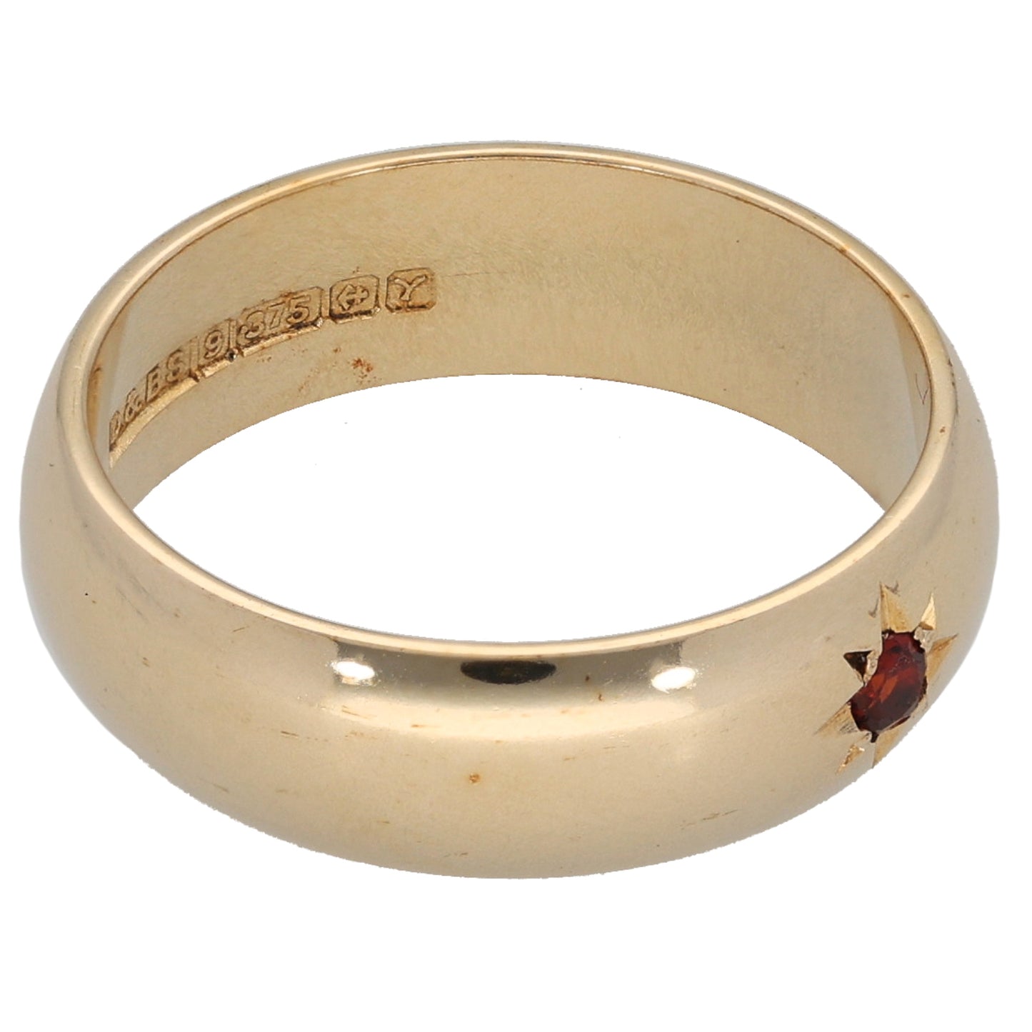 9ct Gold Garnet Wedding Ring Size N