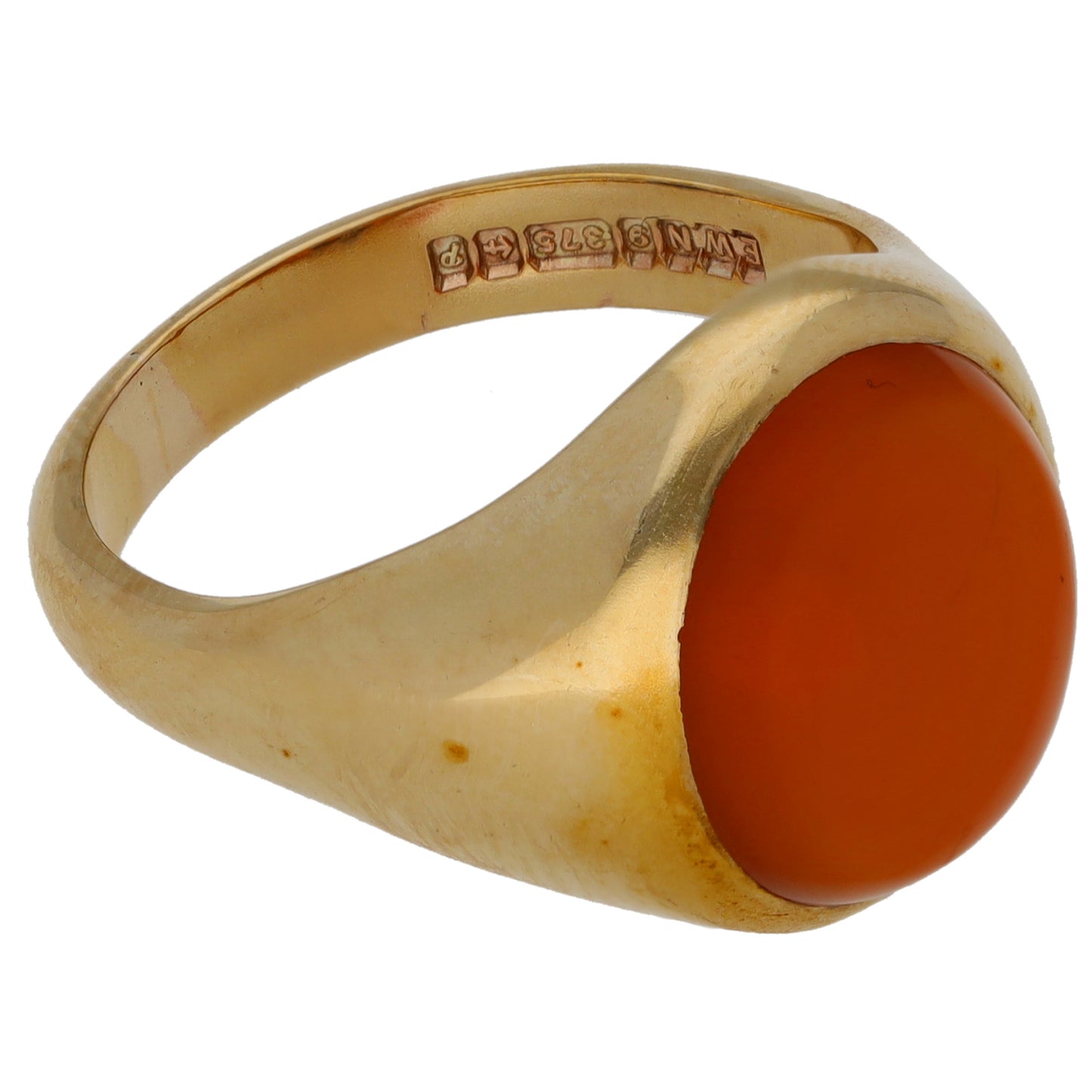 9ct Gold Carnelian Single Stone Signet Ring Size R