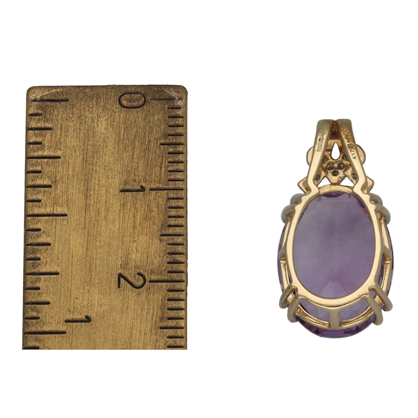 9ct Gold Amethyst & 0.045ct Diamond Dress/Cocktail Pendant