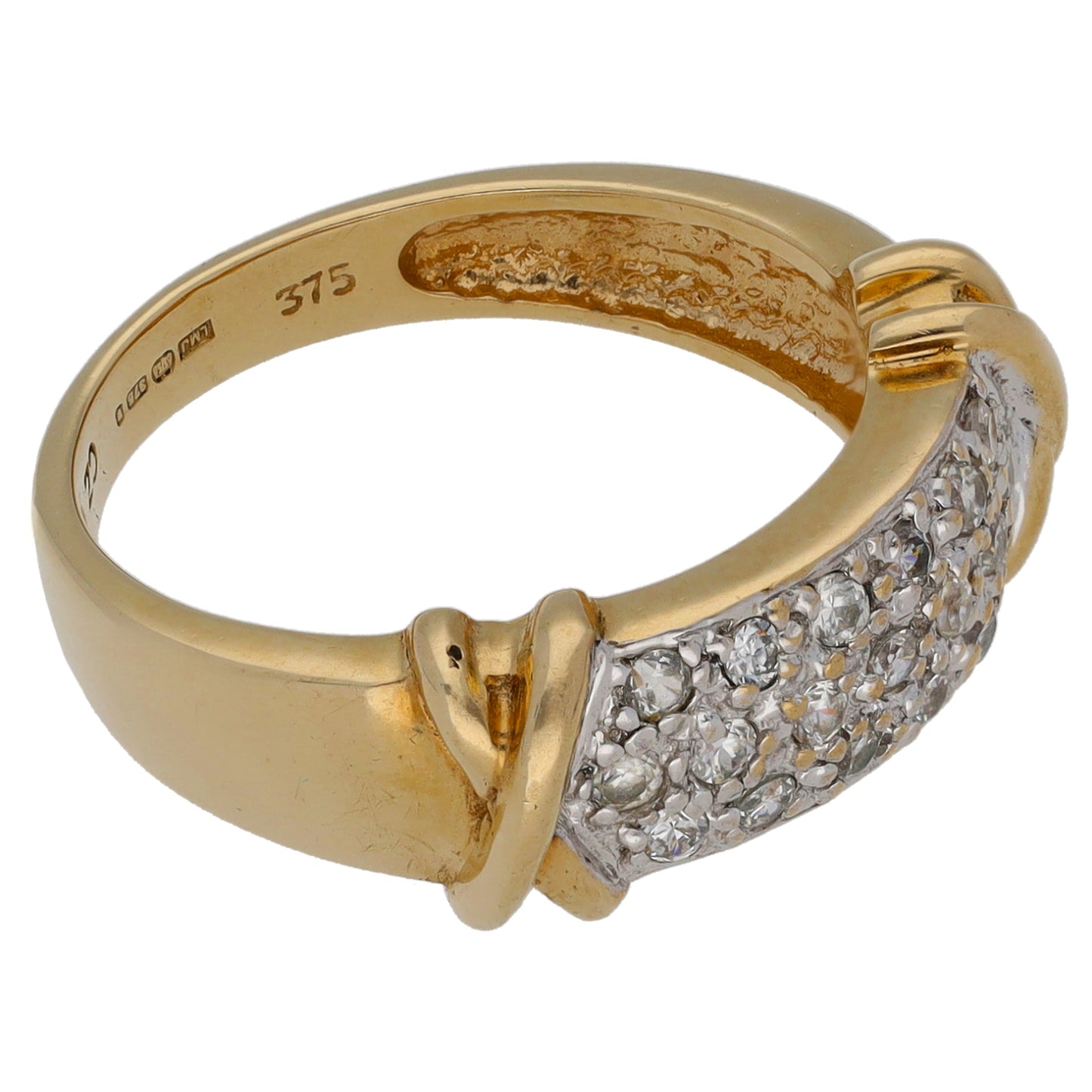 9ct Gold Cubic Zirconia Dress/Cocktail Ring Size M