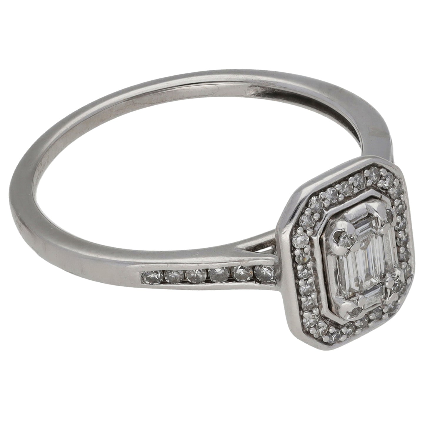 9ct White Gold 0.42ct Diamond Halo Ring Size P