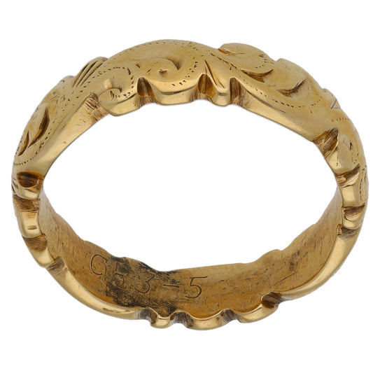 9ct Gold Patterned Wedding Ring Size L