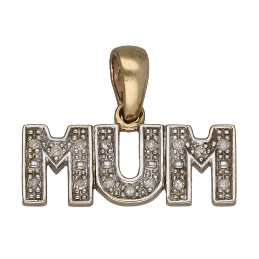 9ct Gold 0.15ct Diamond Mum Pendant