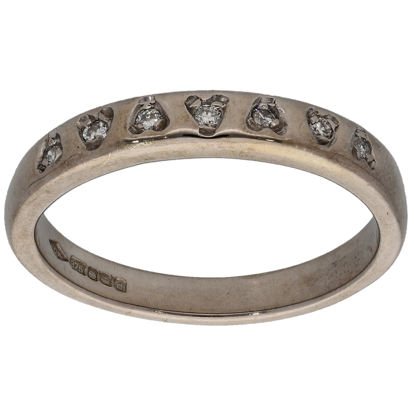 9ct White Gold 0.07ct Diamond Half Eternity Ring Size O