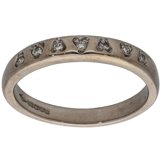 9ct White Gold 0.07ct Diamond Half Eternity Ring Size O