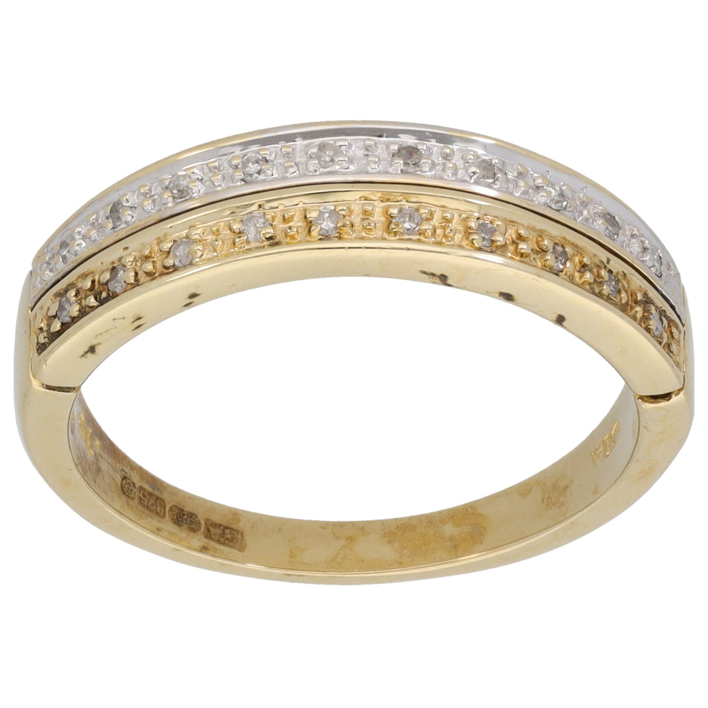 9ct Bi-Colour Gold 0.10ct Diamond Half Eternity Ring Size R