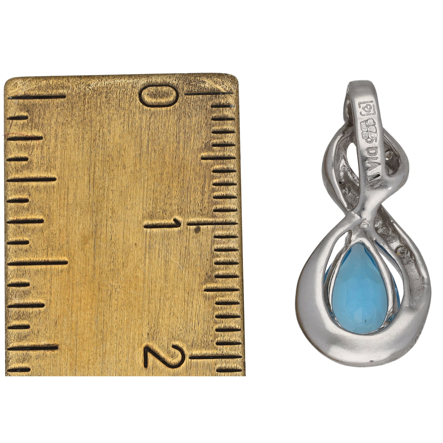 9ct White Gold Topaz & 0.035ct Diamond Dress/Cocktail Pendant