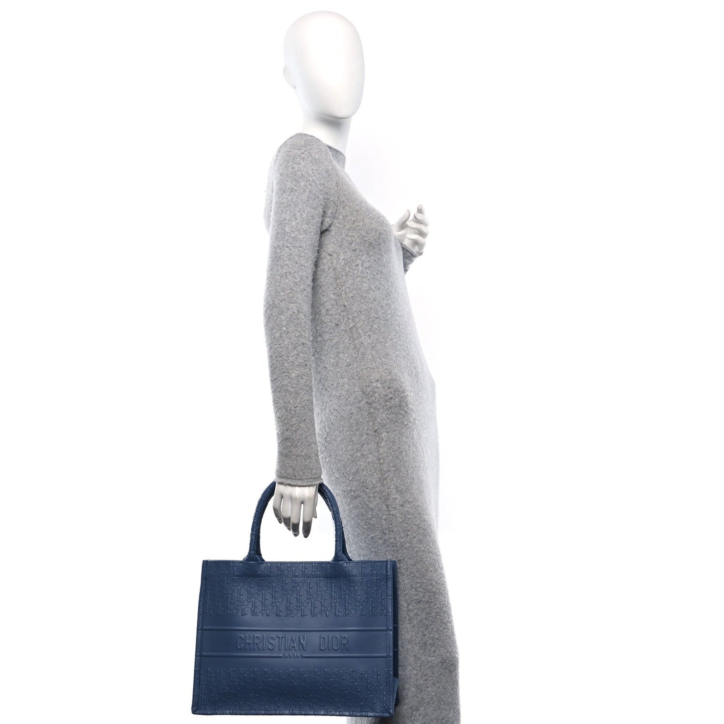 Christian Dior Book Tote Oblique Calfskin Leather Bag - Blue