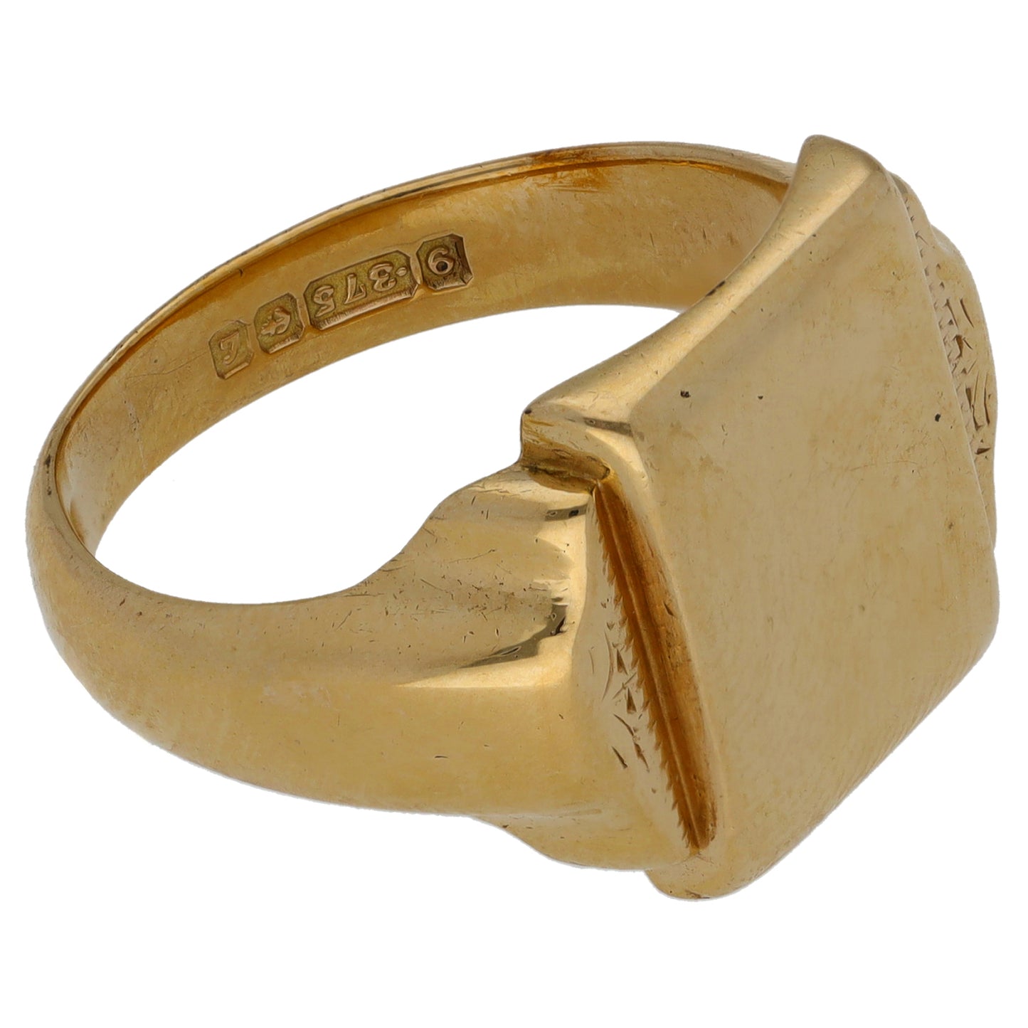 9ct Gold Plain Signet Ring Size R