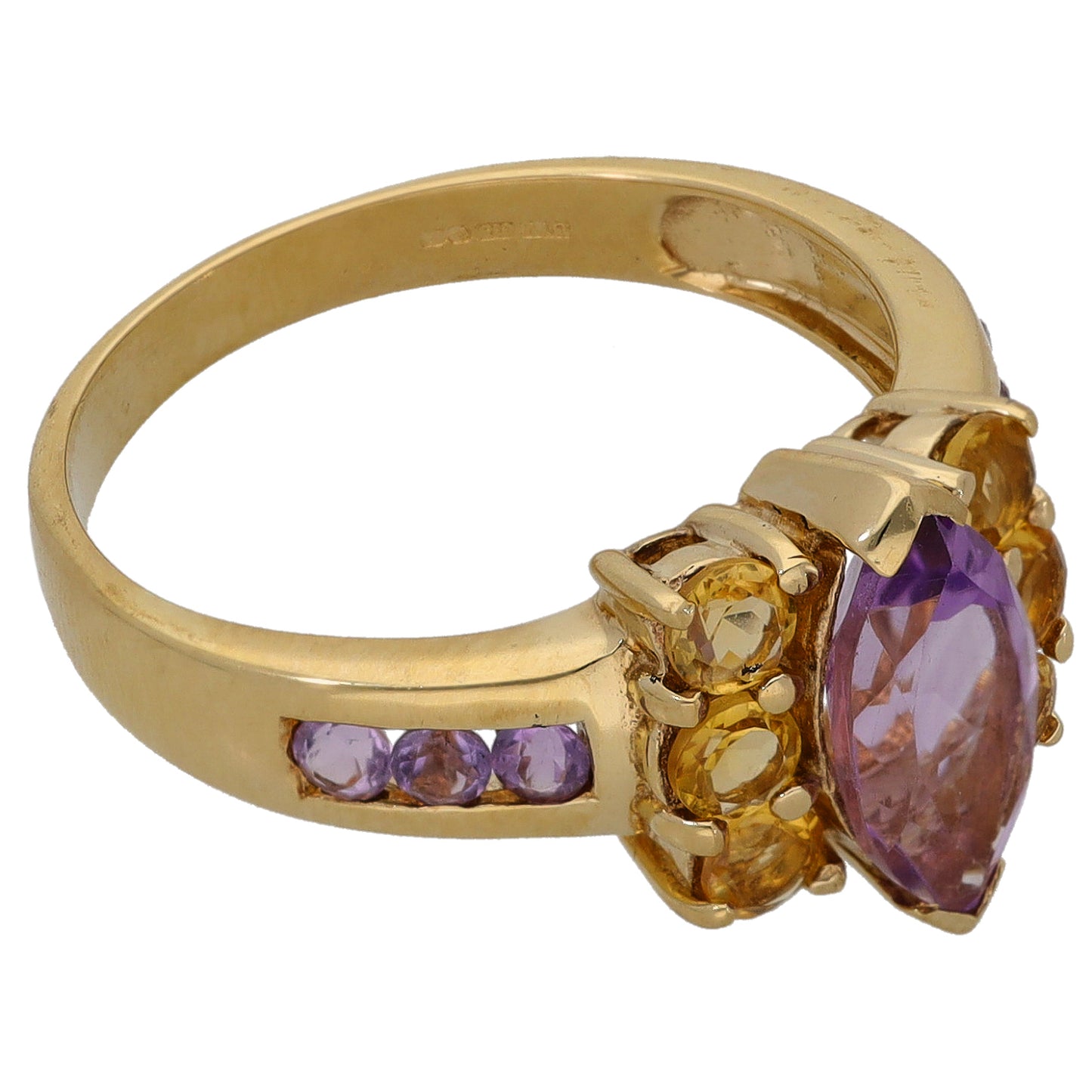9ct Gold Amethyst & Citrine Dress/Cocktail Ring Size N