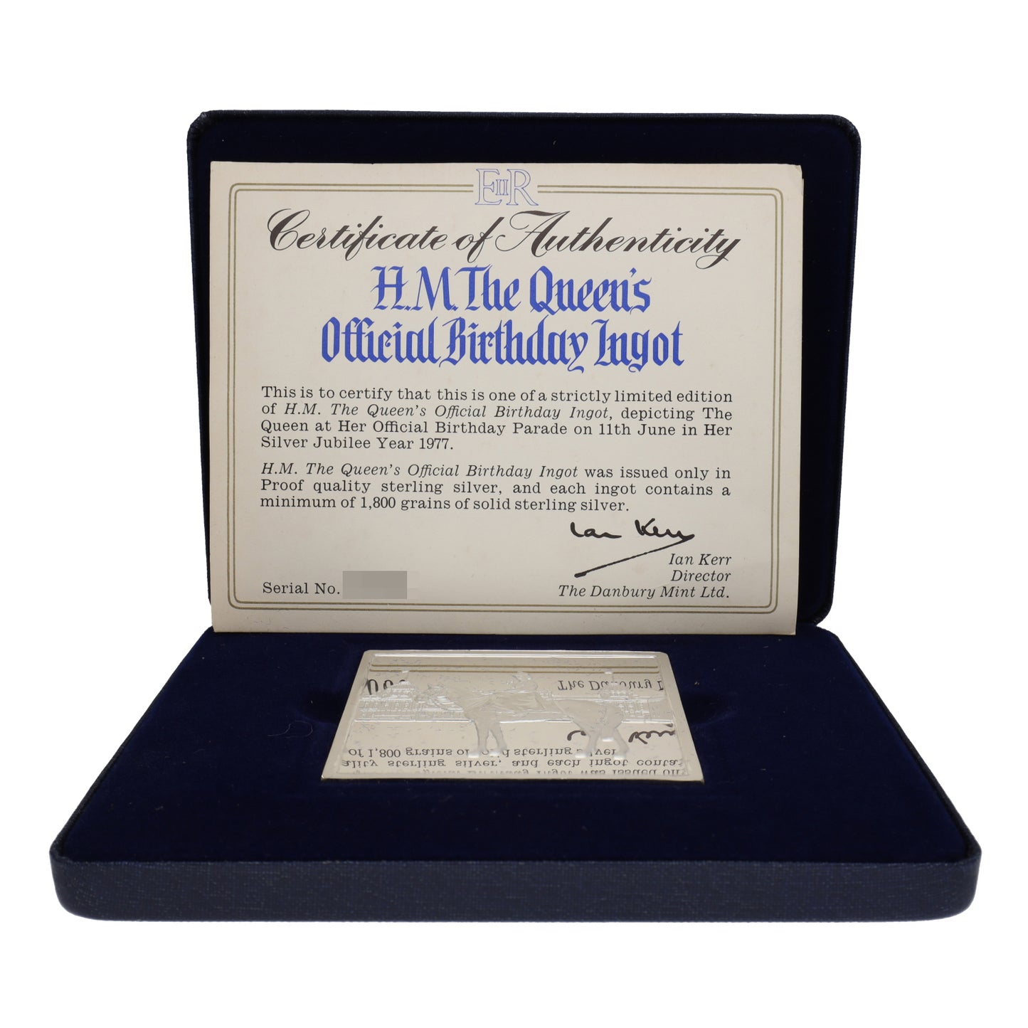 Silver H.M. The Queen Official Birthday Ingot 1977