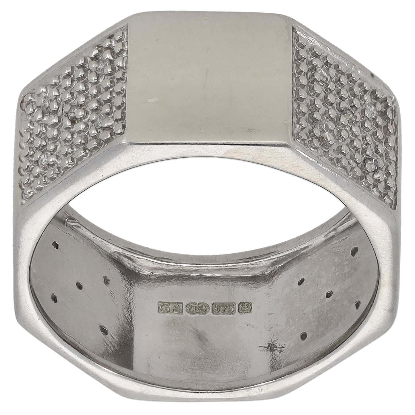 9ct White Gold Alternative Ring Size R