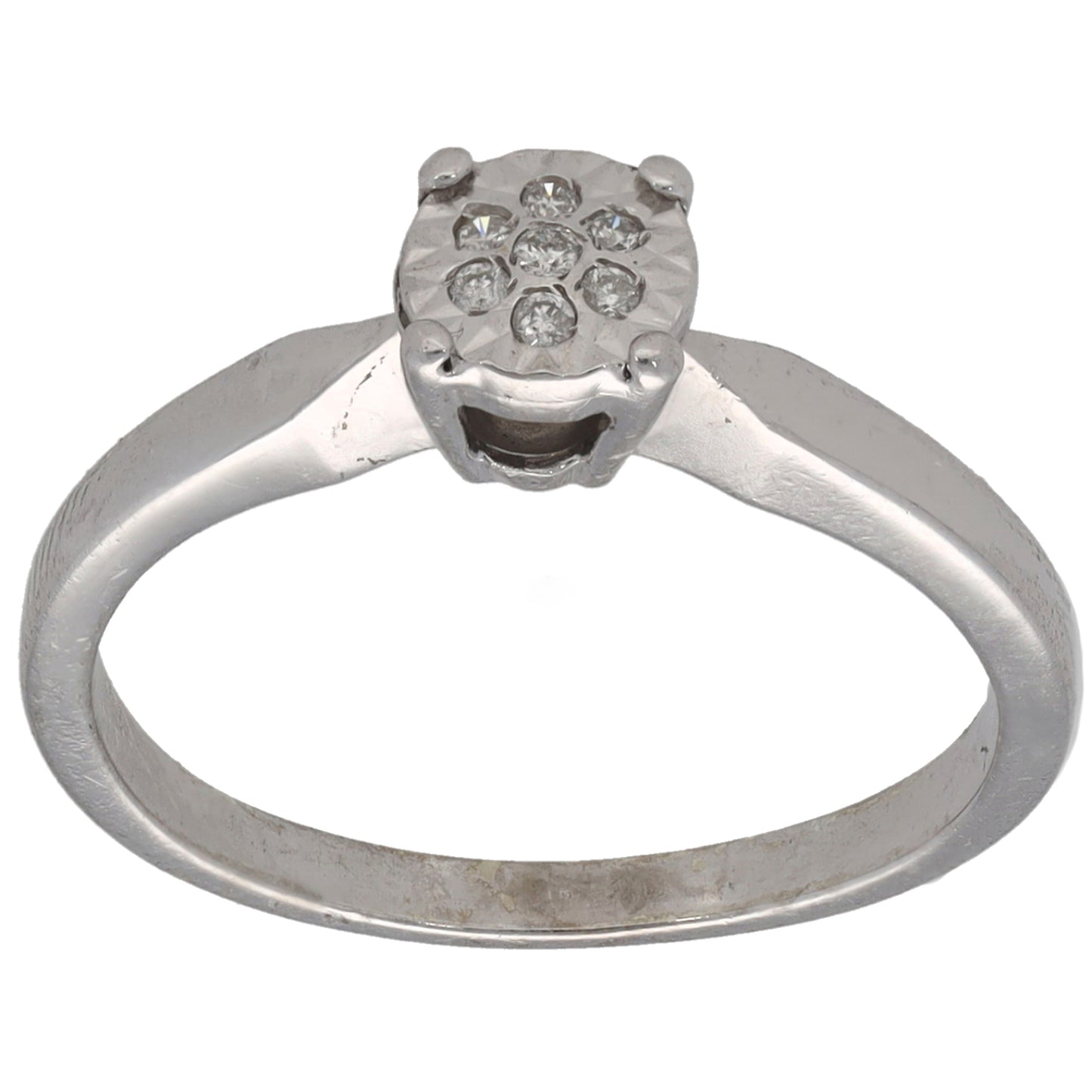 9ct White Gold 0.04ct Diamond Cluster Ring Size L