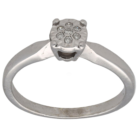 9ct White Gold 0.04ct Diamond Cluster Ring Size L