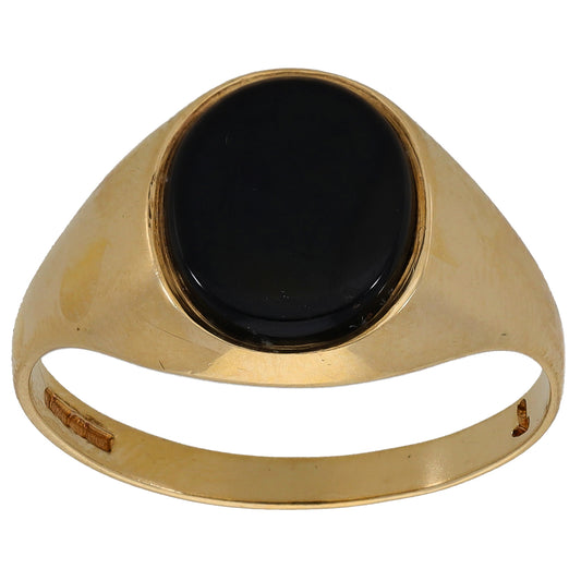 9ct Gold Onyx Single Stone Signet Ring Size Q