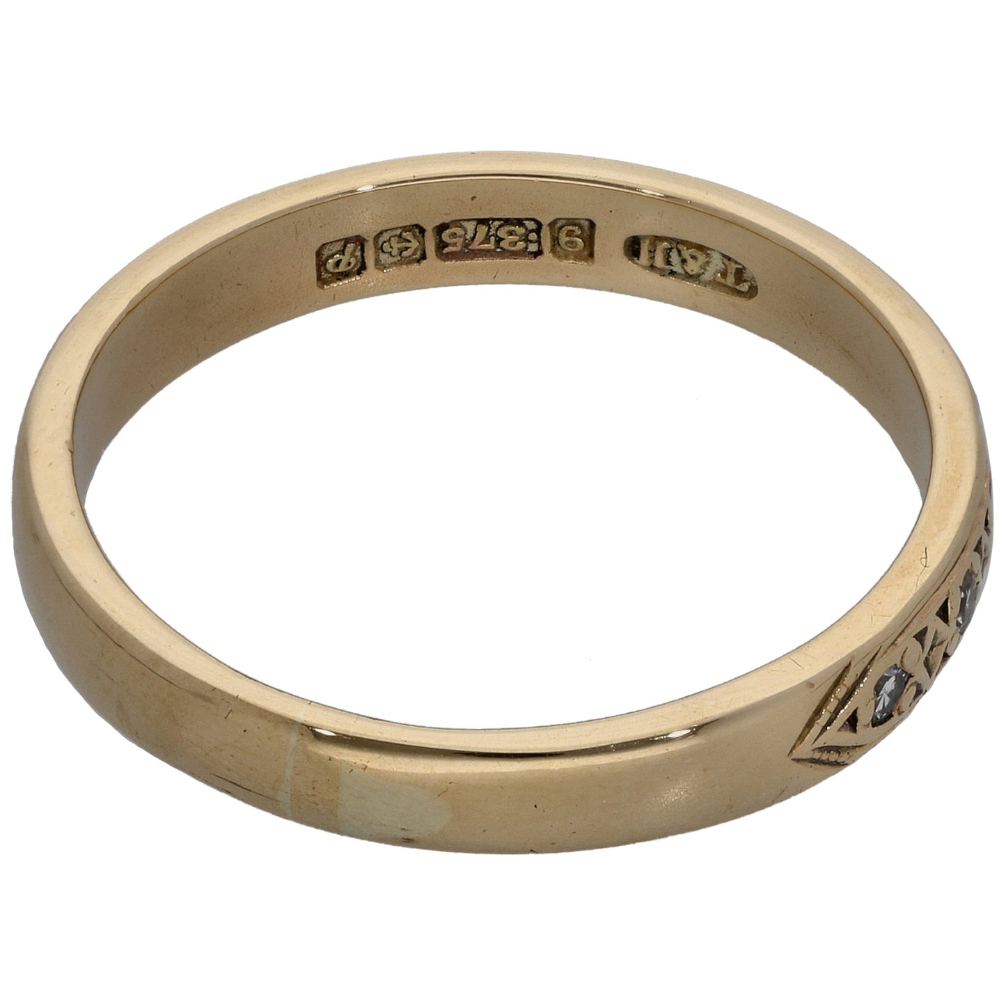 9ct Gold 0.03ct Diamond Half Eternity Ring Size T