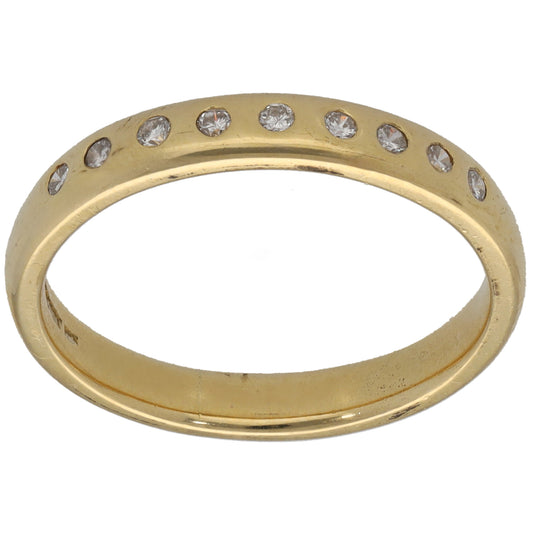 18ct Gold 0.09ct Diamond Half Eternity Ring Size N