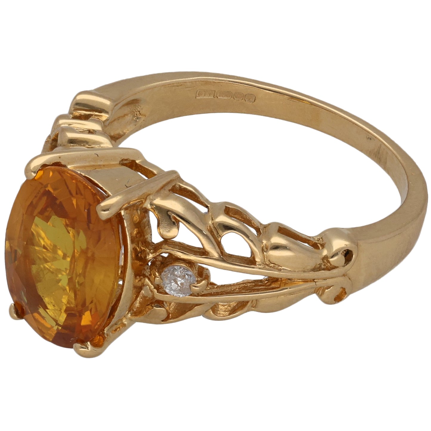 18ct Gold Sapphire & 0.04ct Diamond Dress/Cocktail Ring Size M