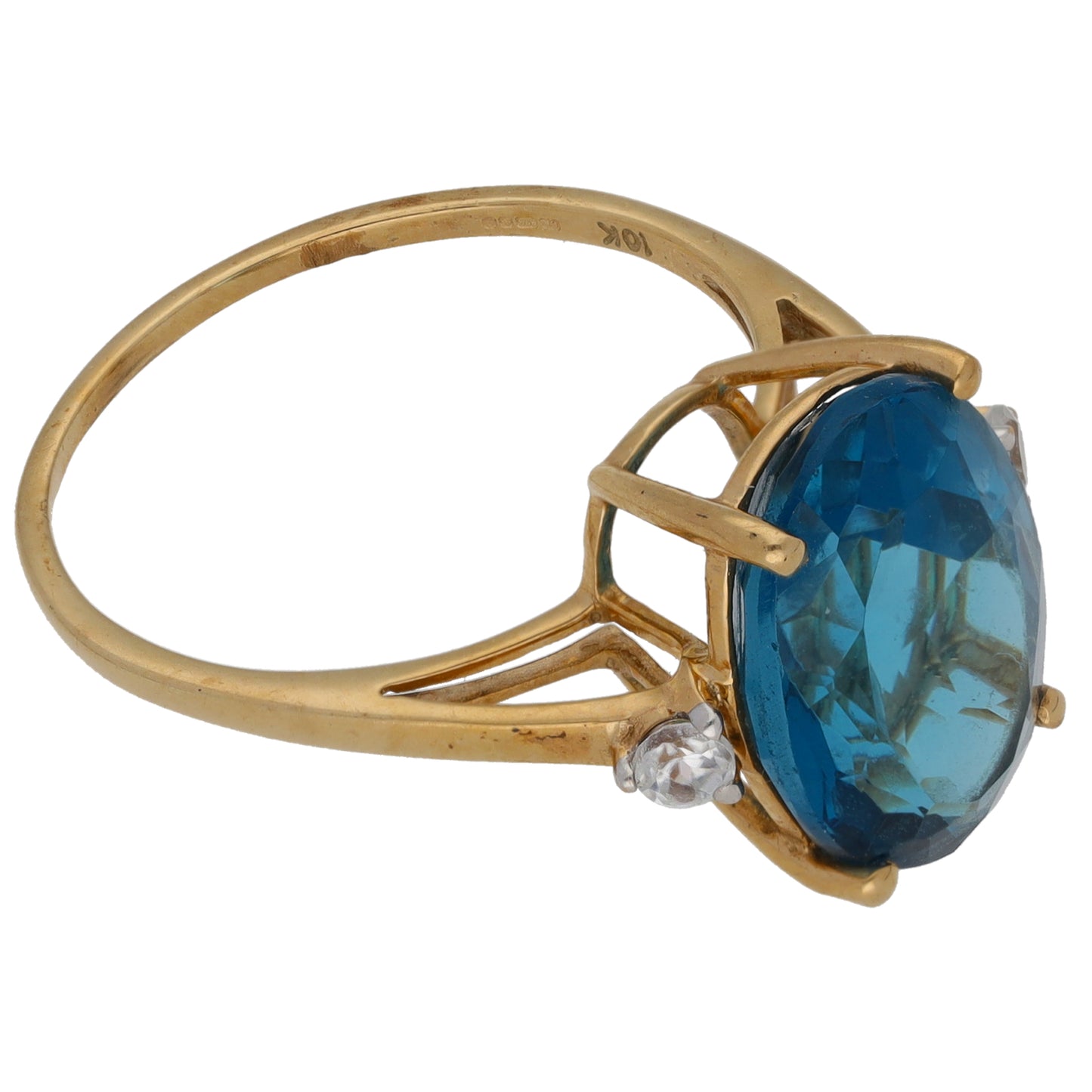 9ct Gold Topaz & Imitation Dress/Cocktail Ring Size P