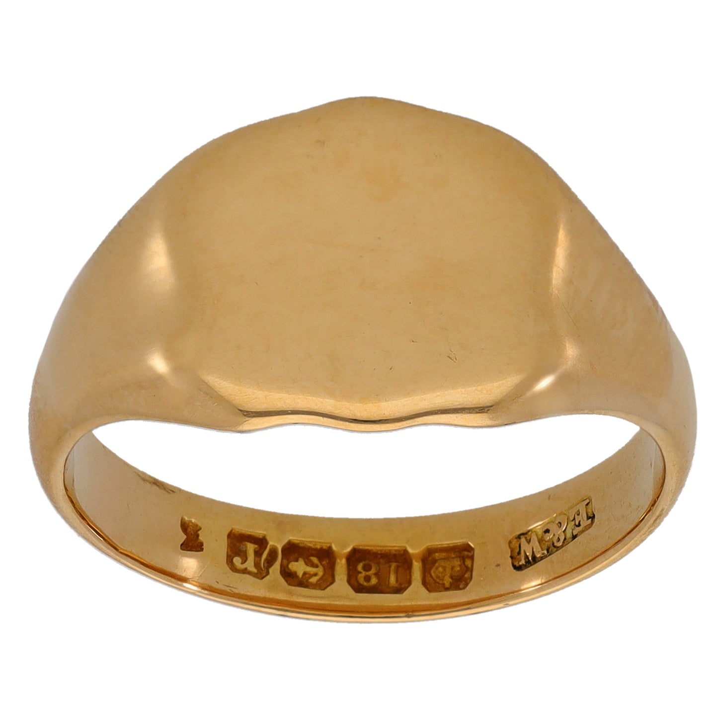 18ct Gold Plain Signet Ring Size S