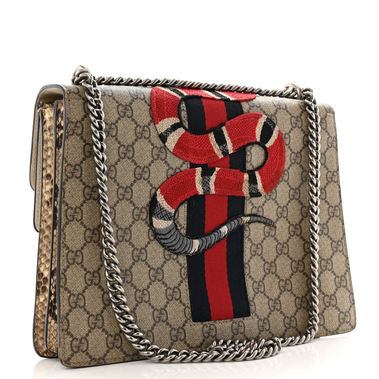 Gucci Dionysus GG Supreme King Snake Coated Canvas Bag - Beige & Brown