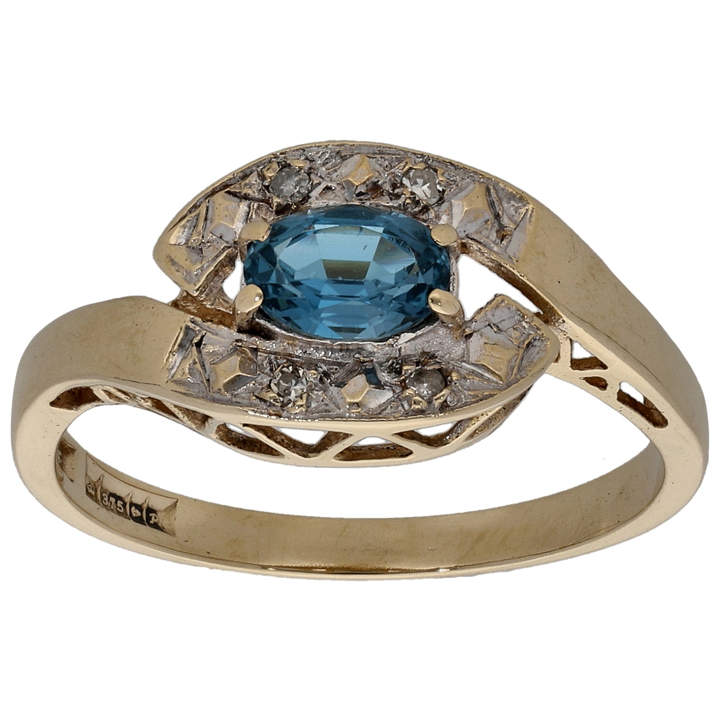 9ct Gold 0.04ct Diamond & Topaz Dress/Cocktail Ring Size O