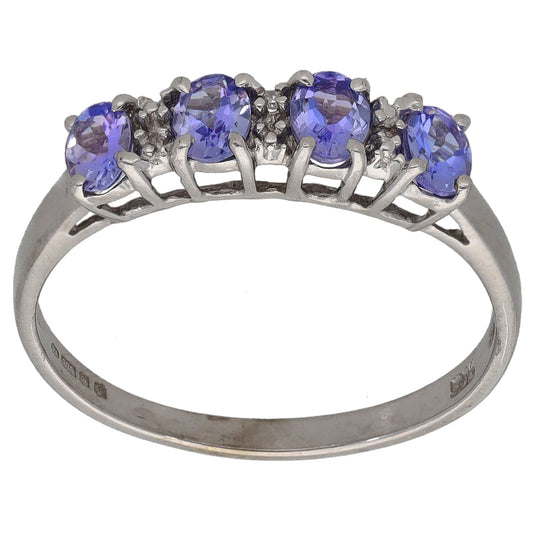 9ct White Gold Tanzanite Dress/Cocktail Ring Size P