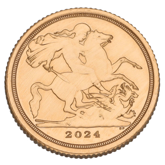 22ct Gold King Charles III Quarter Sovereign Coin 2024