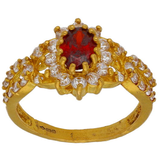 22ct Gold Imitation Gems Dress/Cocktail Ring Size N