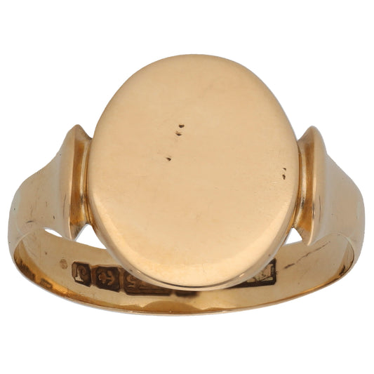 9ct Gold Plain Signet Ring Size Q