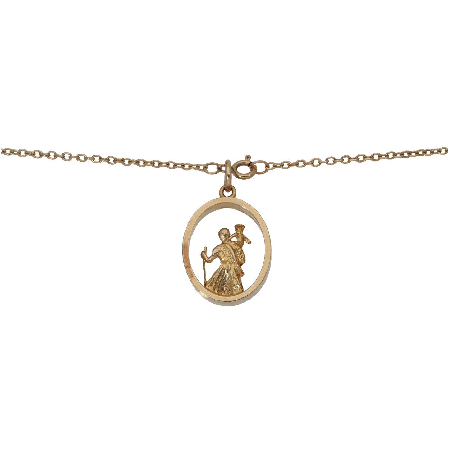 9ct Gold St Christopher Pendant With Chain